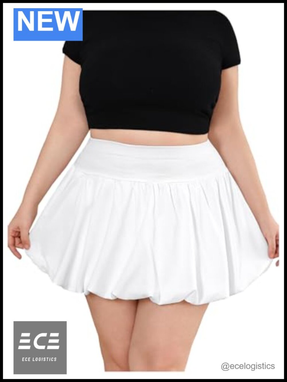 Plus Size Ruffle A Line High Waisted Bubble Mini Skirt Summer